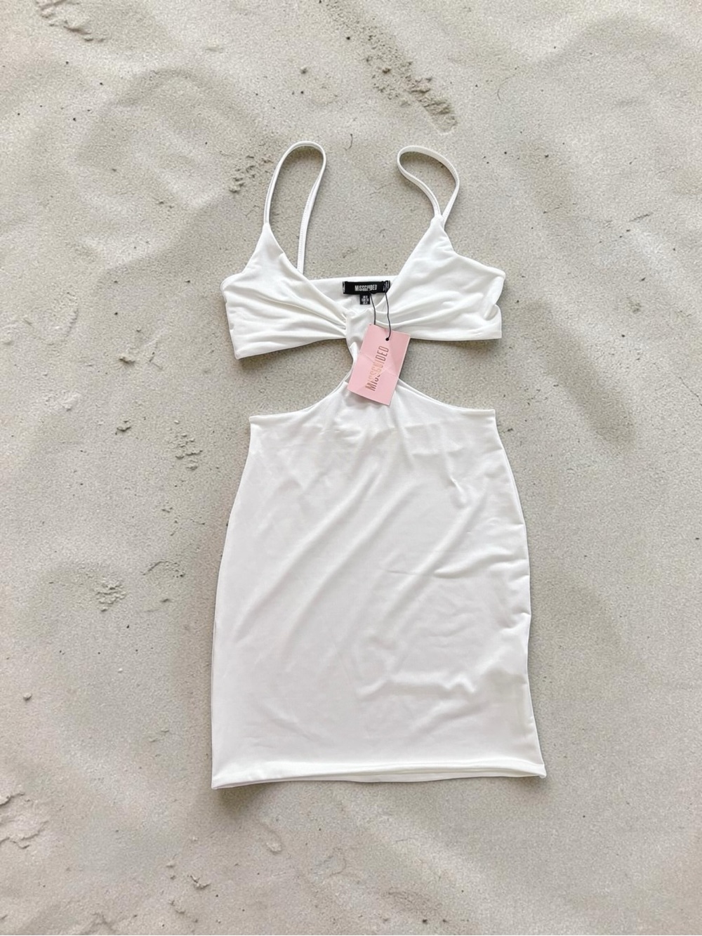 Missguided White Slinky Cut Out Bodycon Mini Dress Womens US 4 NWT